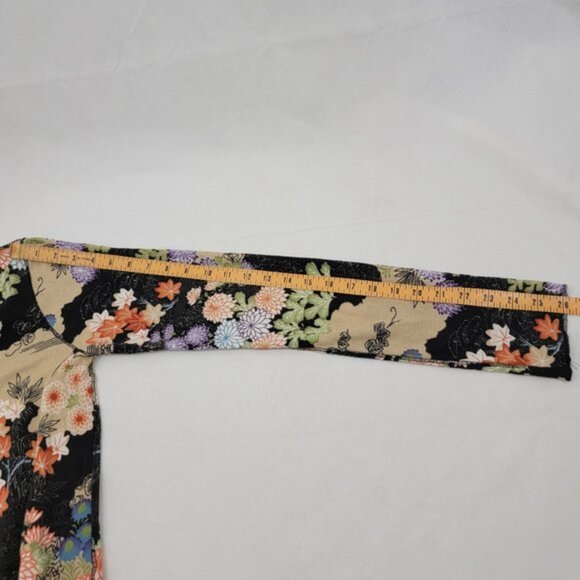 LUCKY BRAND Womens MEDIUM Thermal Shirt Asian Boho Retro Vintage Hippie Flower - Picture 11 of 14